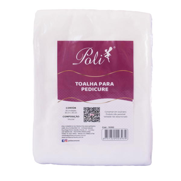 TOALHA PEDICURE VISCOSE 45GRS 30CM X 40CM EMB C/50 UN POLI