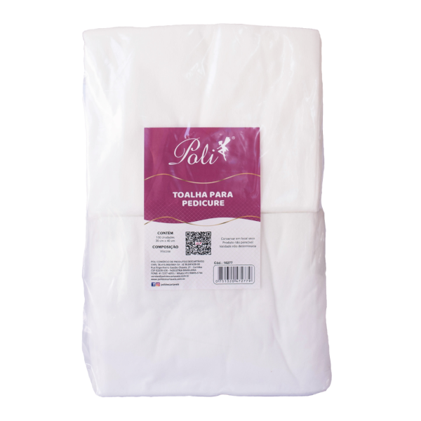 TOALHA PEDICURE VISCOSE 45GRS 30CM X 40CM EMB C/100 UN POLI