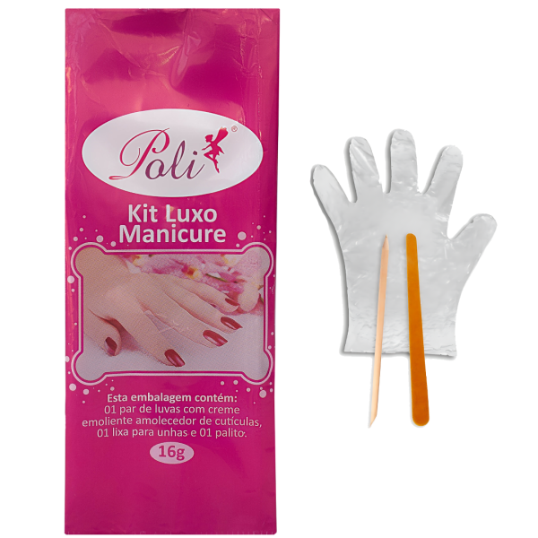 KIT LUXO MANICURE (LUVA C/CR+PALITO+LIXA) EMB C/20UN