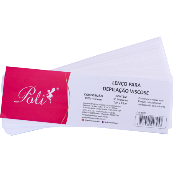 LENÇO P/DEPILAÇÃO (VISCOSE) EMB C/50 UN POLI