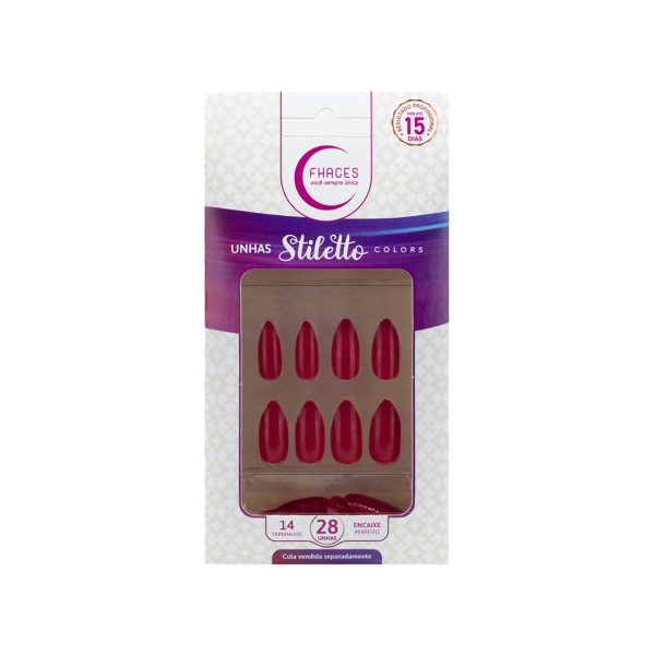 UNHAS FHACES STILETTO COLORS ESCARLATE