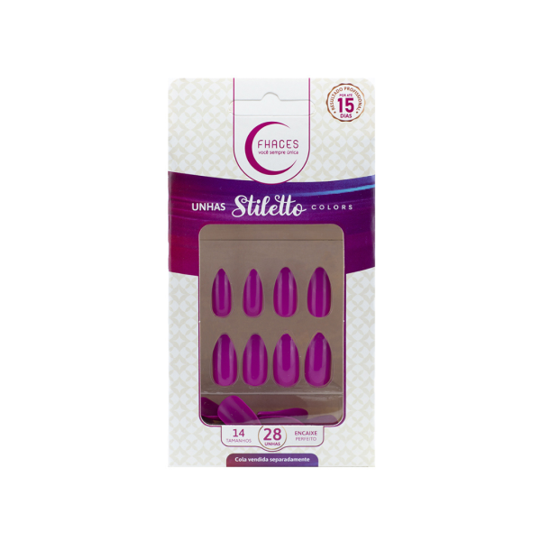 UNHAS FHACES STILETTO COLORS ROSA FUCSIA