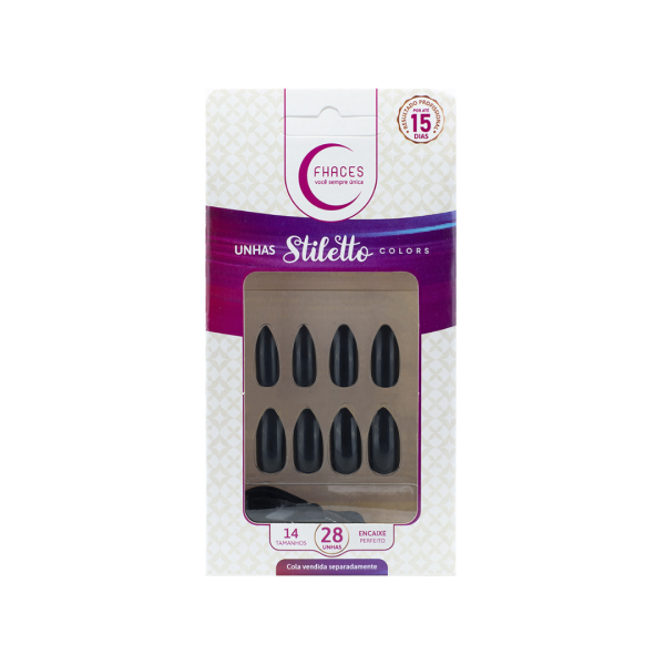 UNHAS FHACES STILETTO COLORS UNIVERSO BLACK