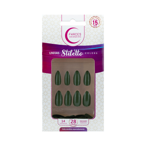 UNHAS FHACES STILETTO COLORS VERDE MILITAR